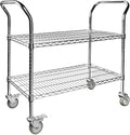 Northsky 2-Shelf Wire Utility Cart on Wheels, Chrome Finish Rolling Metal by NorthSky
