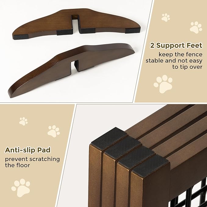 Wire Dog Gate Solid Wood Frame, Anti-Chewing, Indoor Freestanding Pet Gate - Image 5