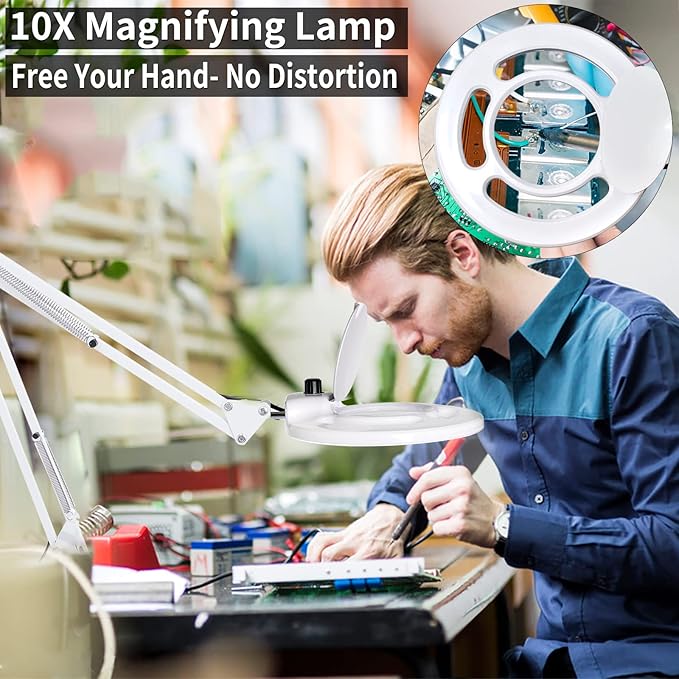 10X Magnifying Glass with Light, KIRKAS 2, 200 Lumens LED Magnifying Lamp with - Image 7