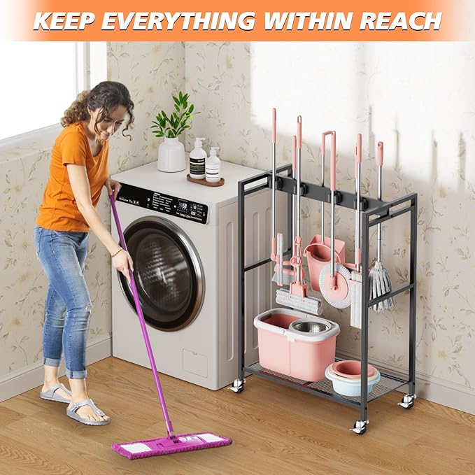 Broom and Mop Holder, Broom Storage Hanger, Cleaning Cart - Image 7