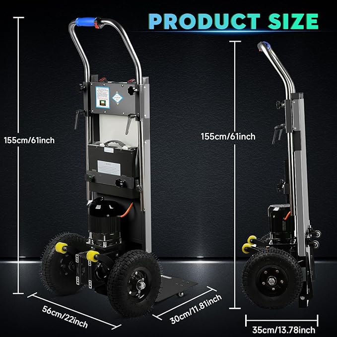 Electric Stair Climbing Dolly, 1250W Electric Stair Climbing Hand Truck - Image 6