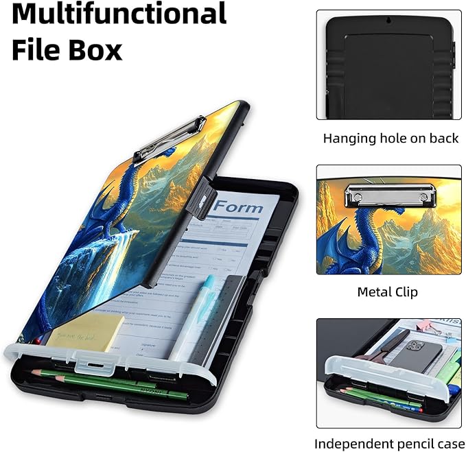 Clipboard with Storage Box & Pen Holder, Heavy Duty Clip Boards 8.5x11 - Image 3