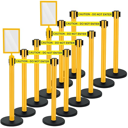 Therwen 12 Pack Heavy Duty Crowd Control Stanchions 9.8 ft Stainless Steel by Therwen