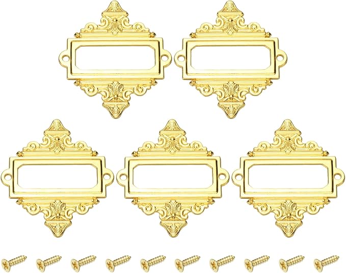uxcell 5 Pcs Metal Label Holder, 2.2 x 2.4 Inch Small Vintage Card Frame Tag by uxcell