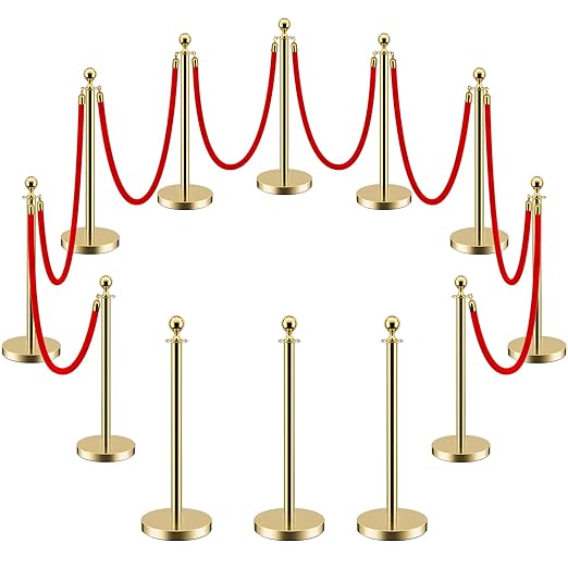 LOVMOR 12Pcs Gold Stanchion Posts Queue by LOVMOR