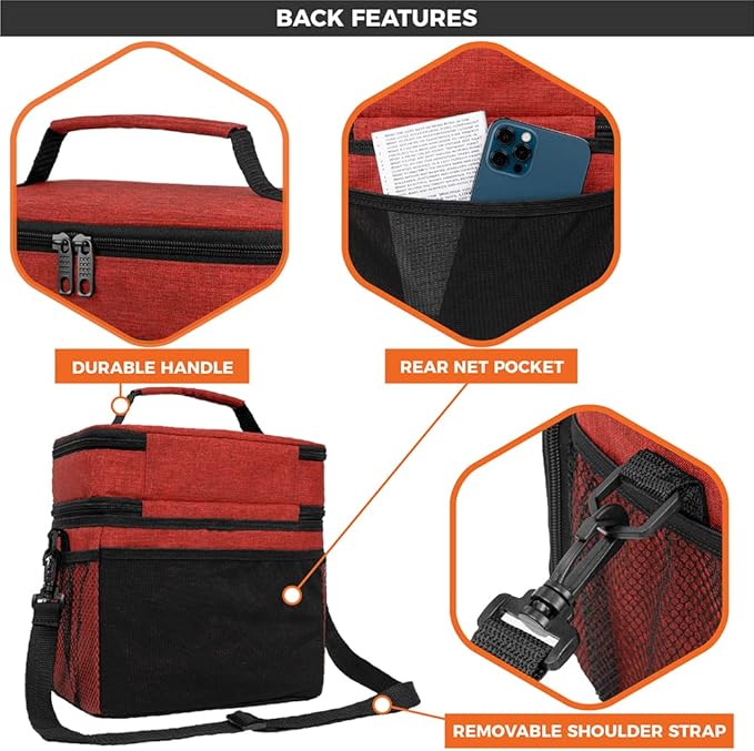 opux Insulated Lunch Bag for Men Women, Large Dual Compartment Cooler Bag - Image 7