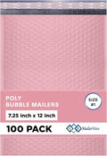 Light Pink Poly Bubble Mailers 7.25x12 inch #1 | Self Seal Padded Envelopes | by MAILERVIEW