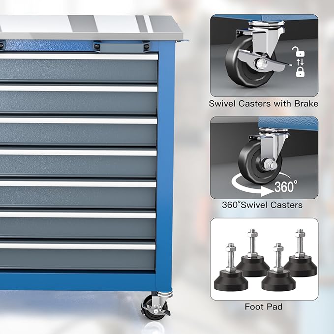 LARBANKE 7-Drawer Rolling Tool Chest - Image 5