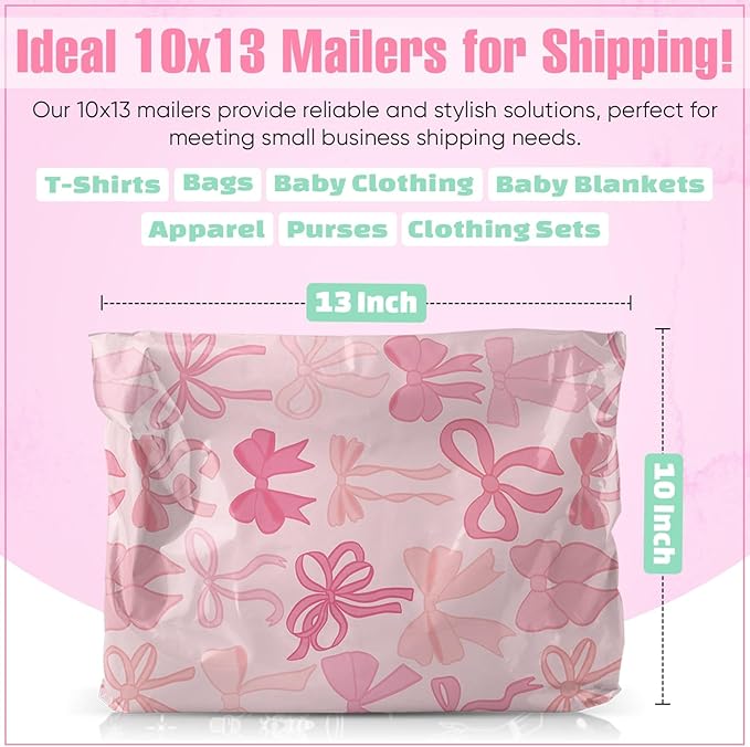 10x13 Poly Mailers – Coquette Bows Design – Waterproof, Tear-Resistant Shipping - Image 3