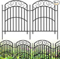 5 Panels 32in Decorative Garden Fence, Total 11ft L Heavy Duty Iron Metal No by KYATE