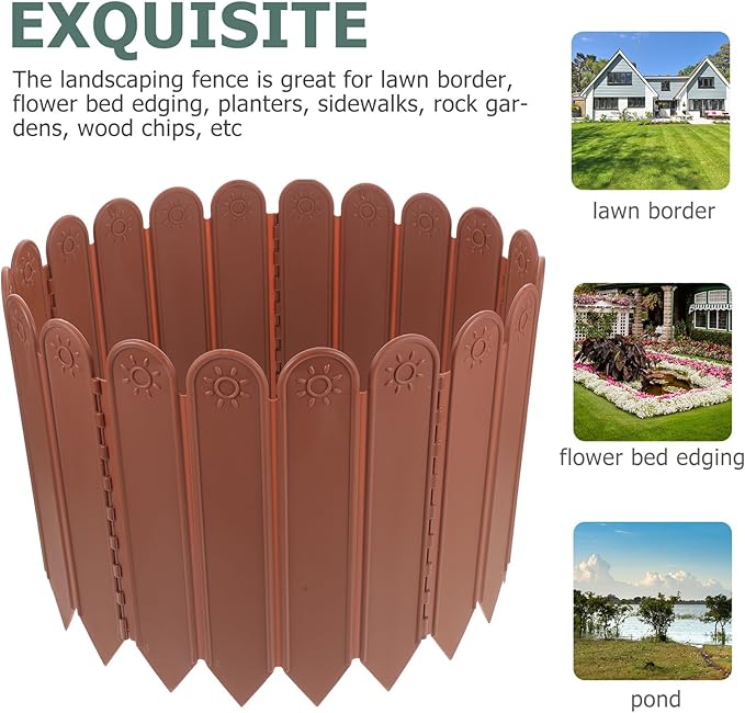 Plastic Garden Lawn Fence Panel Deep Brown Decorative Temporary Outdoor Border - Image 9