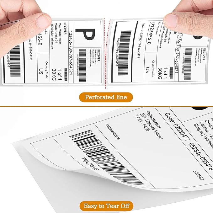 SJPACK 4" x 6" Thermal Labels, 200 Fanfold Labels, Direct Thermal Shipping - Image 5