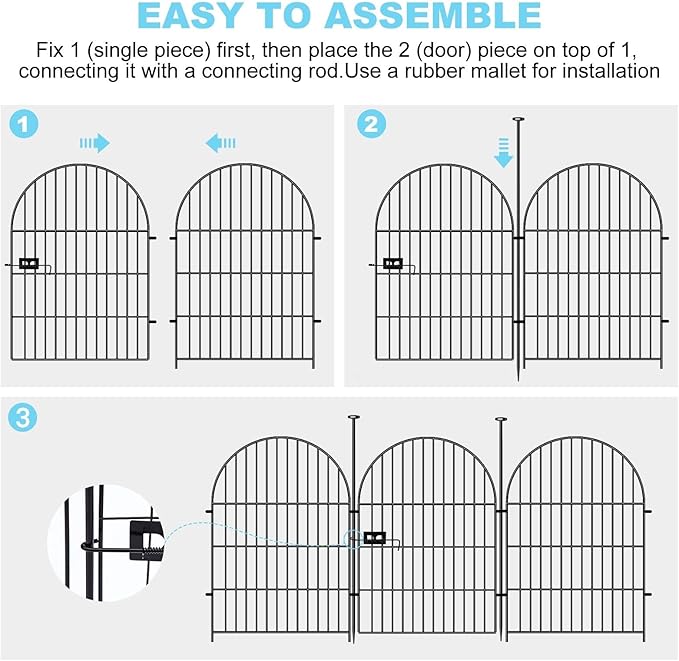 Tall Garden Fence with Gate 40 inx26.2 Ft, 12 Panels Dog Fence Outdoor - Image 4