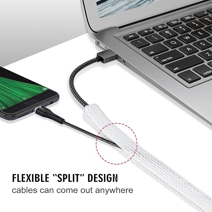 25ft - 1/2 inch Cord Protector Cable Sleeve Split Wire Loom Tubing - Image 3