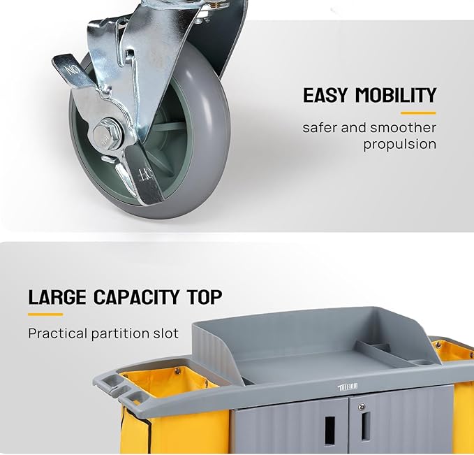 TUFFIOM Industrial Multifunctional Locking Hotel Cart, Commercial Traditional - Image 3