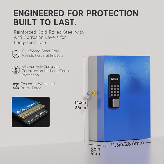 WeHere 32 Key Lock Box Wall Mount, APP Bluetooth/OTP/Wi-Fi/Fixed Code/Key Unlock - Image 2