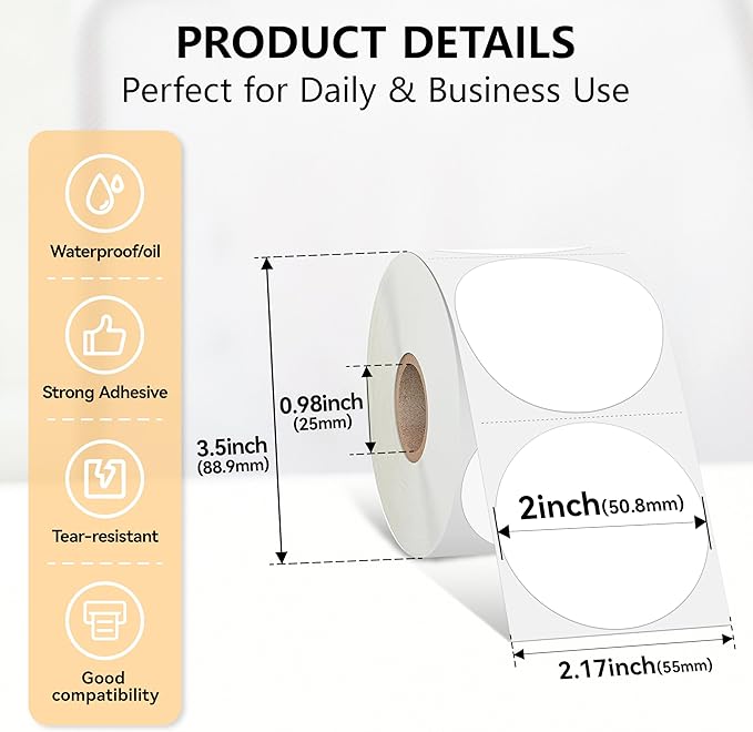 2 inch Dot Stickers Labels Circle Garage Sale Sticker 750Pcs Round Thermal - Image 3