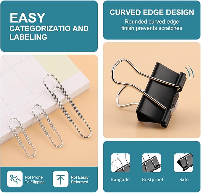 360 Pcs Paper Clips and Binder Clips Assorted Sizes, Large Medium Small Size - Image 4
