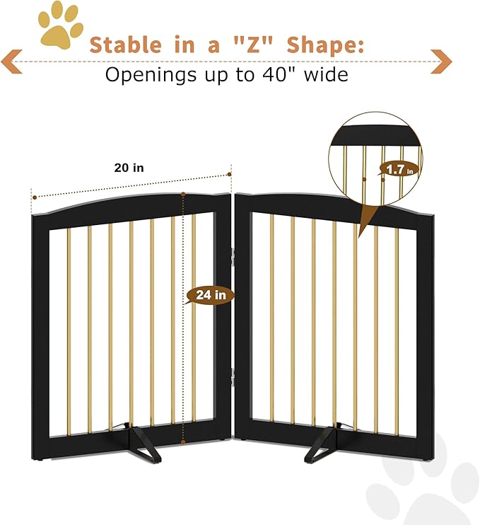 Freestanding Pet Gate for Dogs, Foldable Wooden Dog Gate for House, Step Over - Image 5