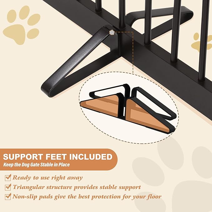 Freestanding Pet Gate for Dogs, Foldable Wooden Dog Gate for House, Indoor Dog - Image 3
