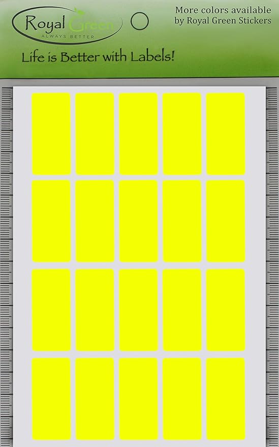 Royal Green Sticker Writable Stickers in Neon Yellow 1.57 inch x 0.75 inch - Image 4