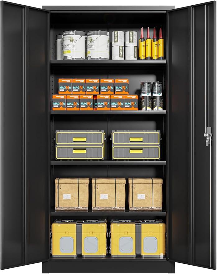 Black Iron Metal Lockable Storage Cabinet - Image 6