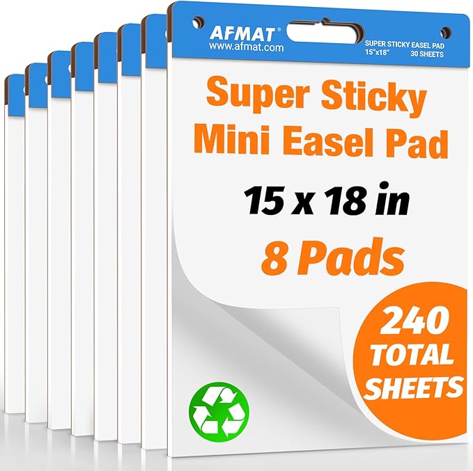 AFMAT Sticky Mini Easel Pads, 15 in x 18 in Flip Chart Paper by AFMAT