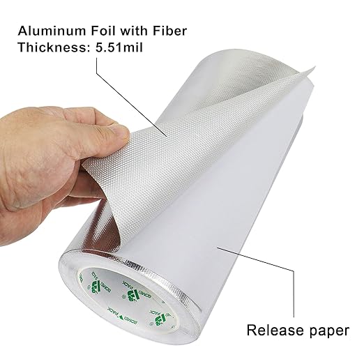 BOMEI PACK Adhesive Aluminum Foil Heat Shield Tape Barrier, Fiberglass Thermal - Image 3