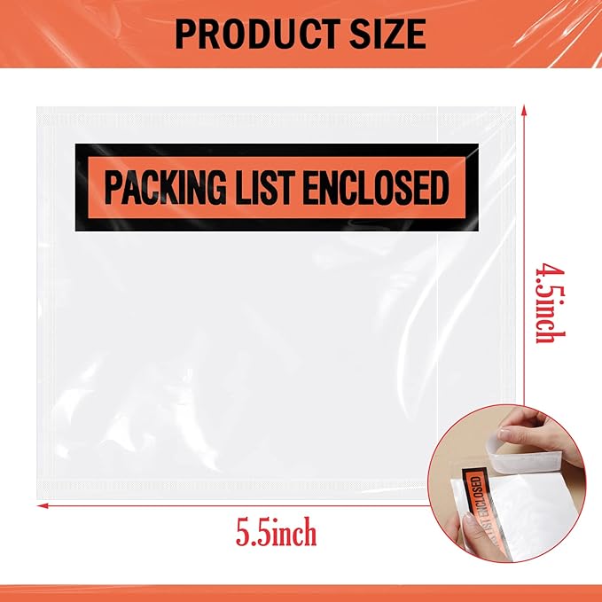 1000 Pcs Packing Slip Envelope Pouches Clear Self Adhesive Shipping Label - Image 3