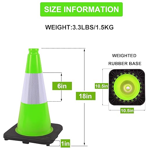 OrangeStar 18" Heavy Duty Traffic Cones 8-Pack Green Safety Cones - Image 7