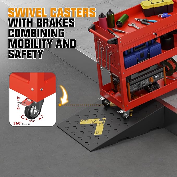 3 Tier Rolling Tool Cart on Wheels, 450 LBS Capacity Tool Cart - Image 5