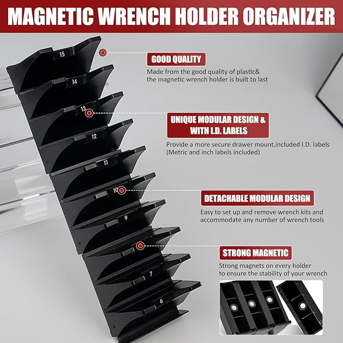 24 PCS Magnetic Modular Wrench Organizer Wrench Holder - Image 7