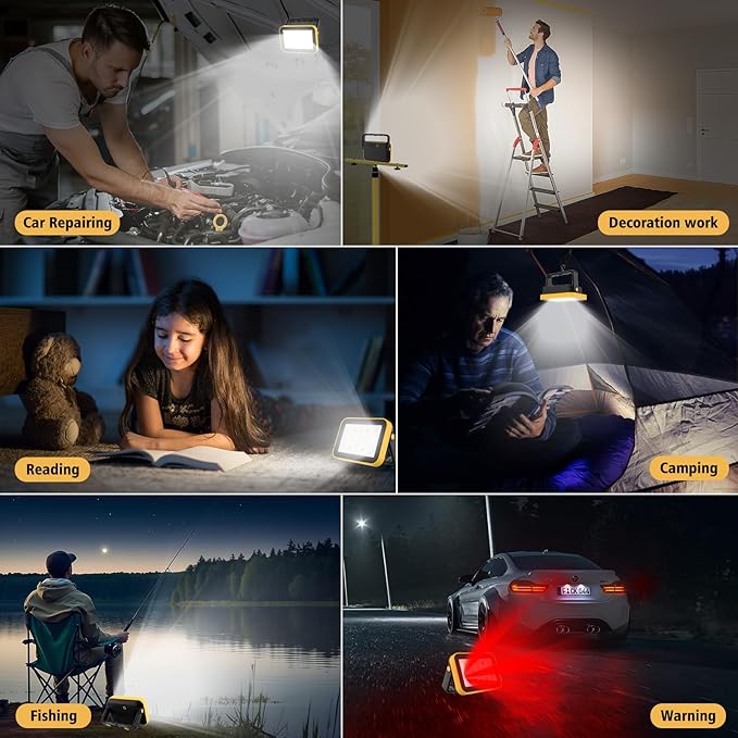 Rechargeable Flood Light with Tripod Hole, Portable COB Work Light Battery - Image 5