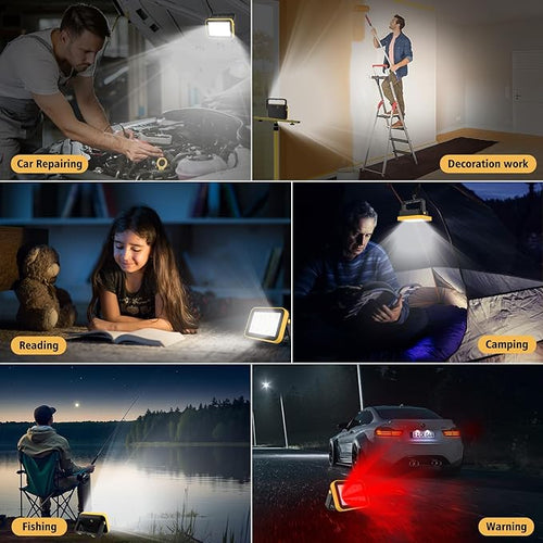 2-Pack Rechargeable Work Lights, COB Outdoor Portable LED Flood Light, Battery - Image 2