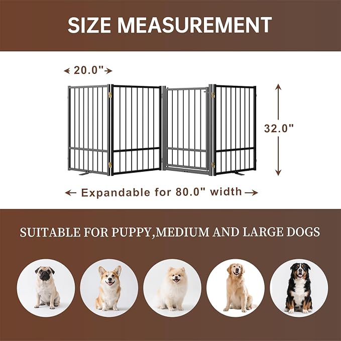 4 Panels Full Metal Freestanding Dog Gates - Image 2