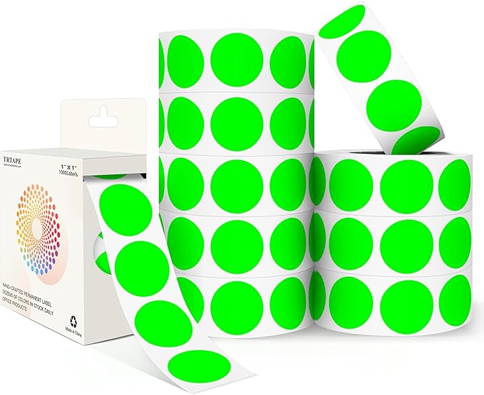 Fluorescent Green 1 Inch Round Color Coding Dot Labels, 10 Rolls 10000 Dot by Unknown