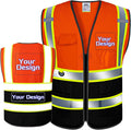 Custom Safety Vest with Logo Pockets High Visibility Reflective Vests by CustomTok