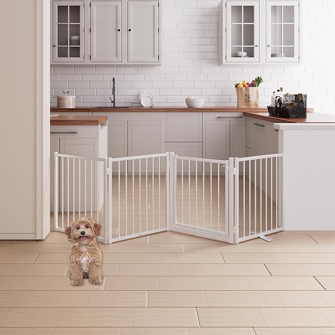4 Panels Full Metal Freestanding Dog Gates by Unknown