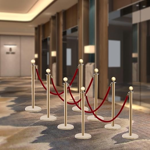 Gold Stanchions Posts, 8 Packs Stanchions Set Crowd Control Barriers - Image 8