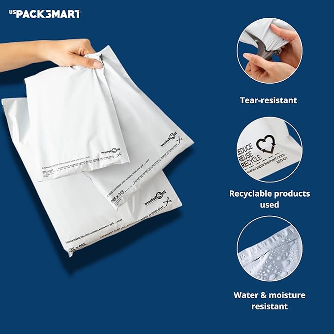 White Plastic Poly Mailers 12"x15" | Shipping Bags - Image 6
