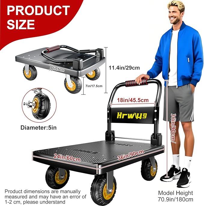Platform Truck, Foldable Push Cart Dolly - Image 2