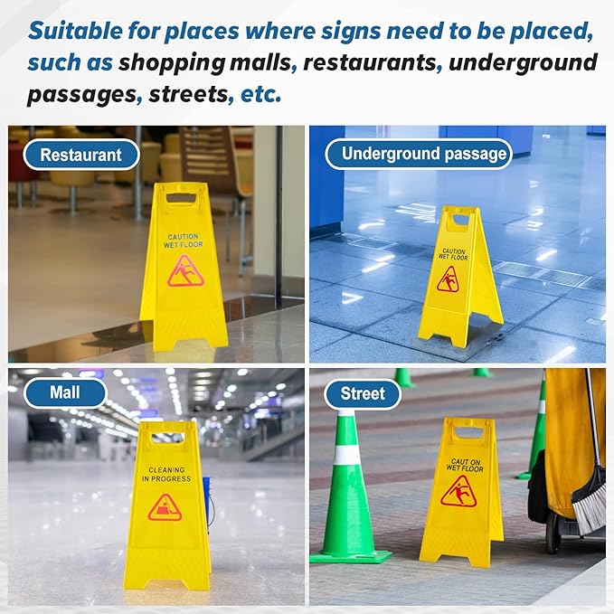 2 Pack 24 Inch Blank Floor Sign Yellow A-frame Foldable Caution Sign - Image 6