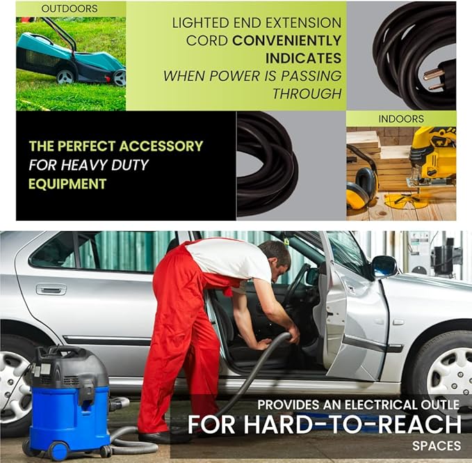 Go Green Power Inc. 14/3 50ft Black Outdoor Extension Cord - Image 7