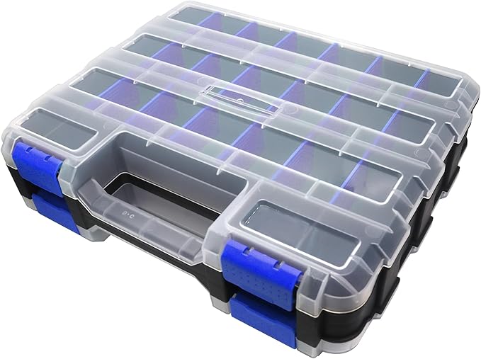 Double Side Tool Box Organizer, Hardware Storage Box, Portable Small Parts by Easily