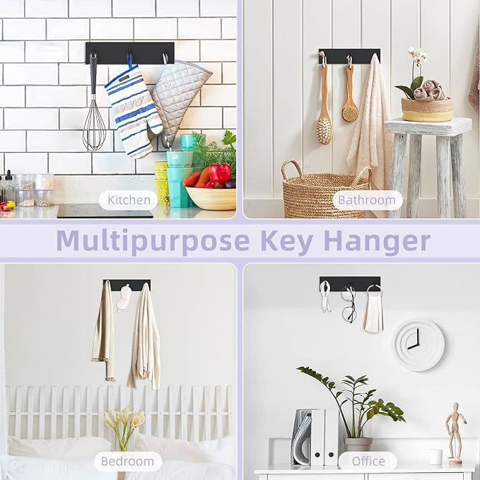 VIS'V Key Holder Wall Mount, Small Metal Self Adhesive Key Hanger - Image 6
