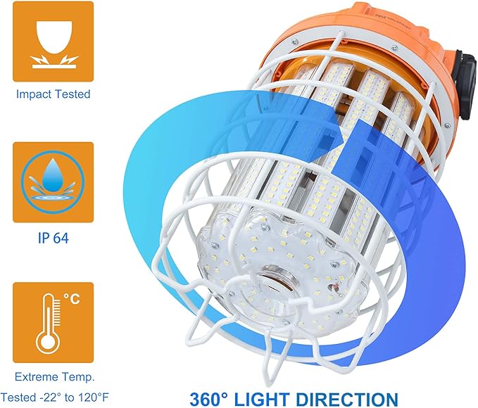 NS 100W LED Temporary Work Light, 15500 Lumen Daylight White 5000K, IP64 Dust & - Image 2