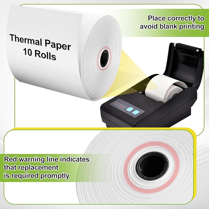 3 1/8 x 230 Thermal Receipt Paper Rolls, 10 Pack Thermal Paper Rolls Premium - Image 5