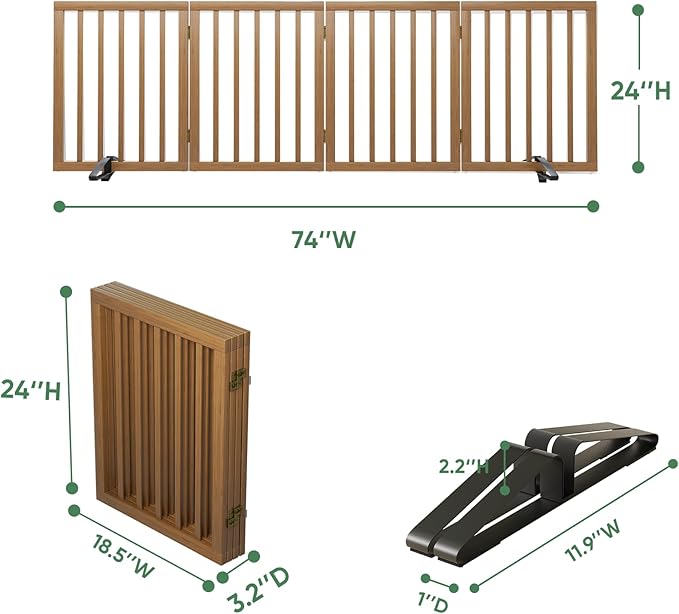 Dog Gate, Bamboo Free Standing Dog Gates - Image 2