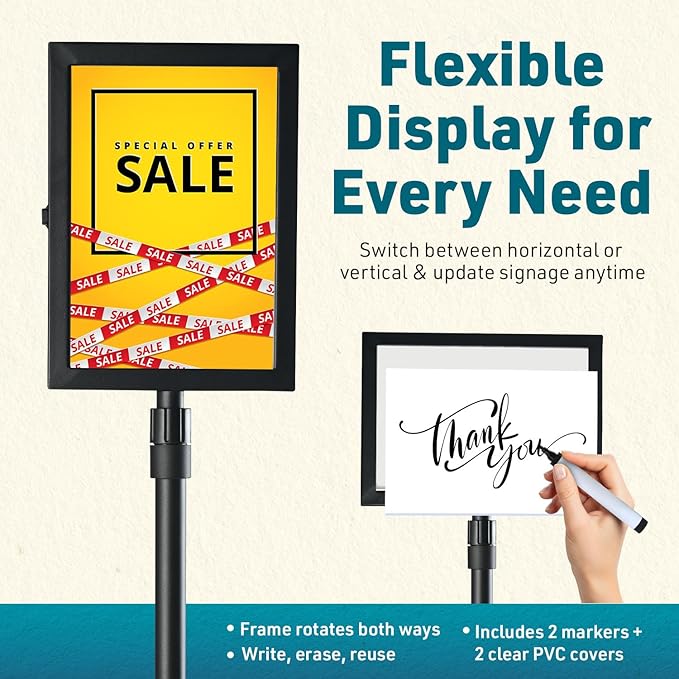 1 PACK Double-Sided Adjustable Heavy Duty Pedestal Sign Holder Stand - Image 4