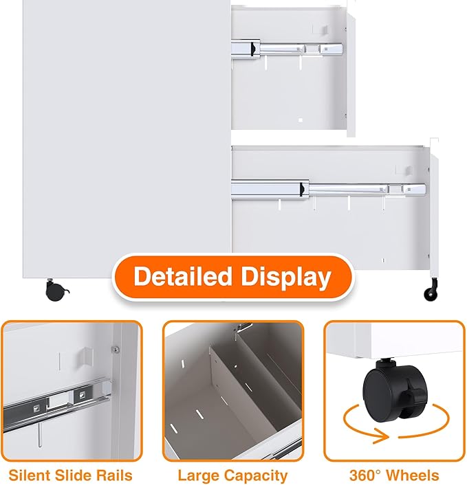 Aobabo 2 Drawer File Cabinet, Metal Filing Cabinet - Image 8
